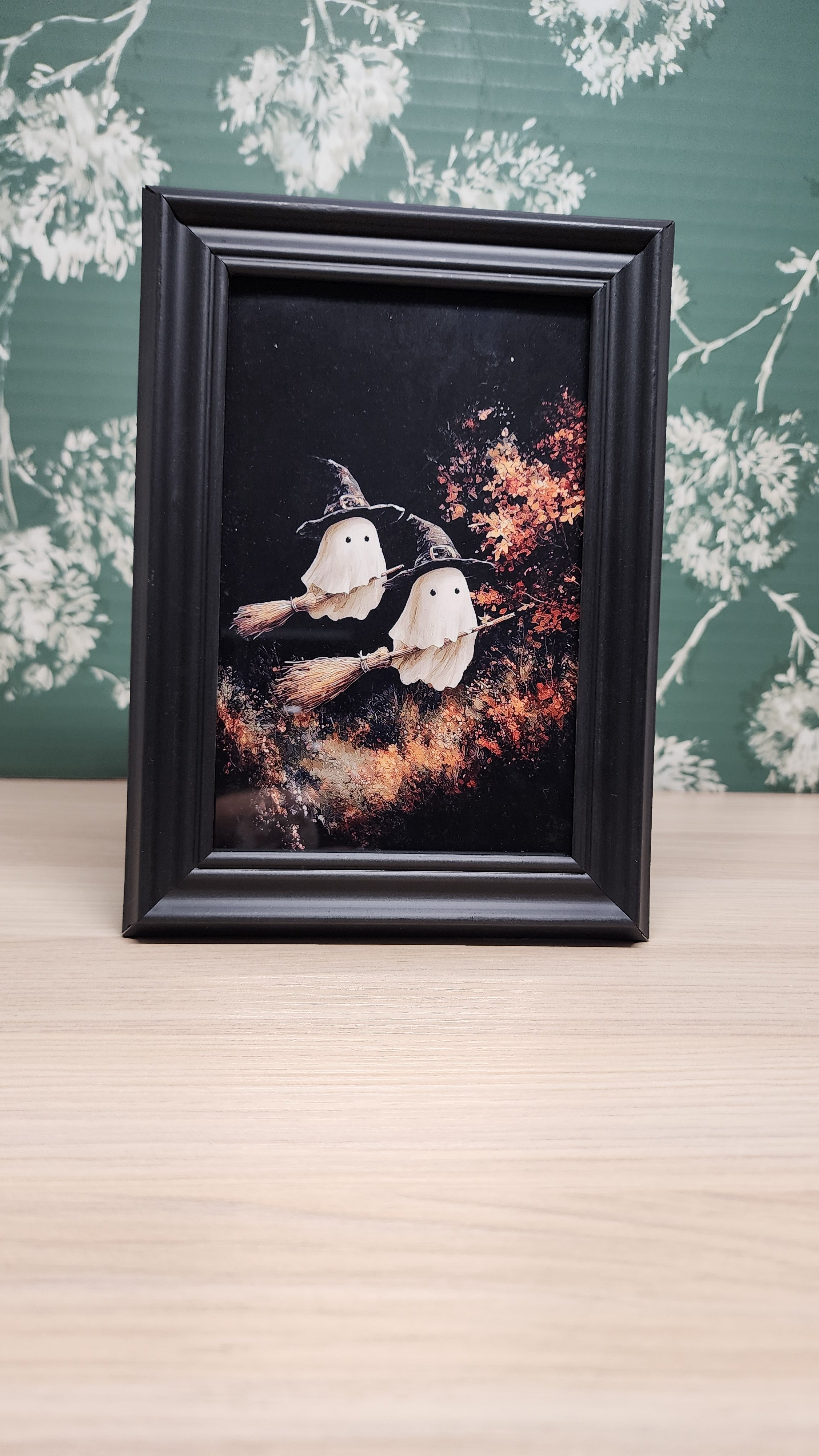 Ghost Witch Broomstick Halloween Frame