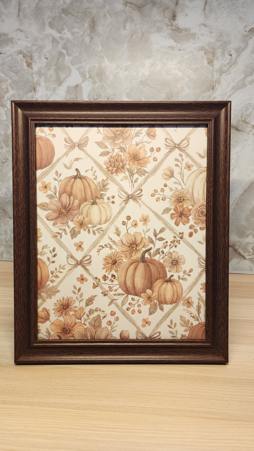 Autumn Pumpkin Floral Framed Art Print