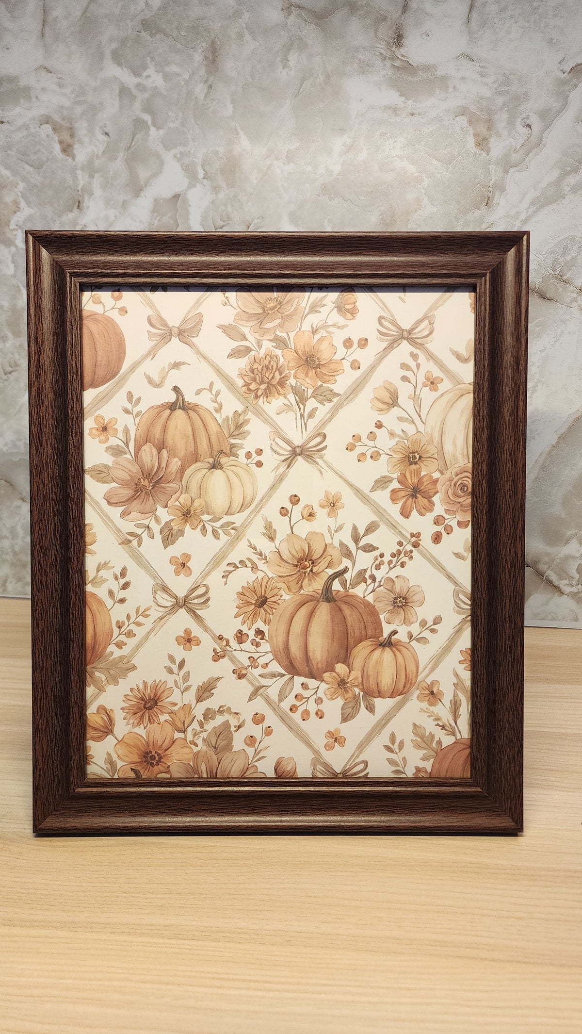 Autumn Pumpkin Floral Framed Art Print